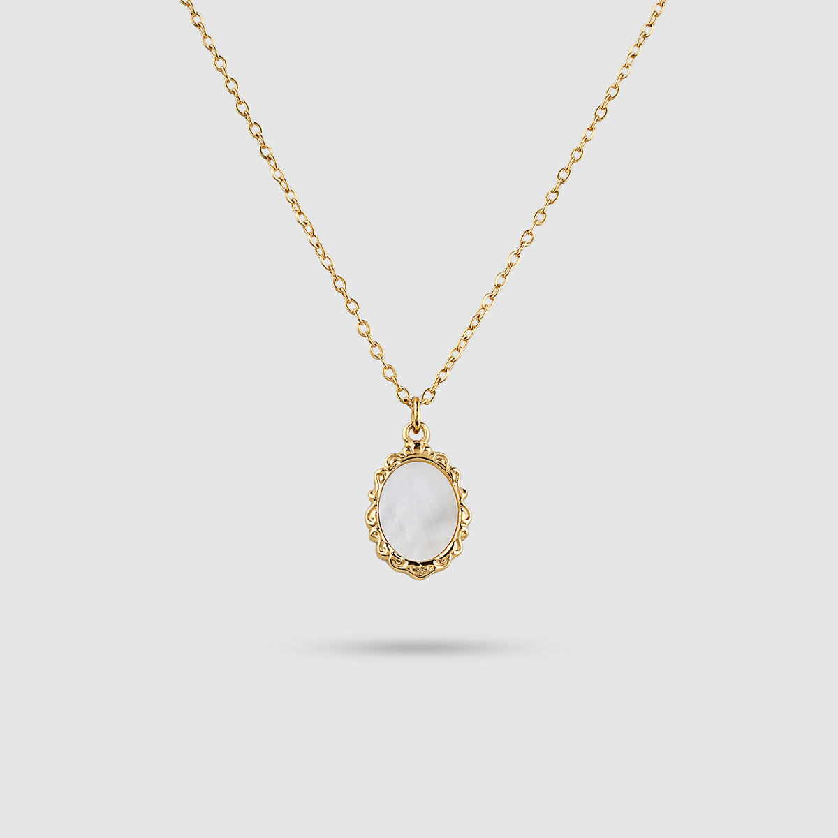 Beaded Oval Charm Necklace