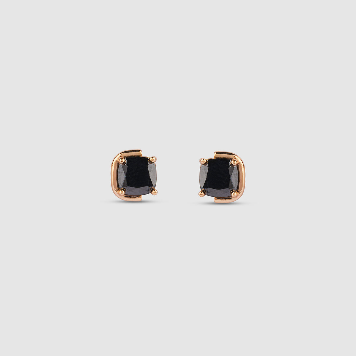 Black Cushion Stud Earrings