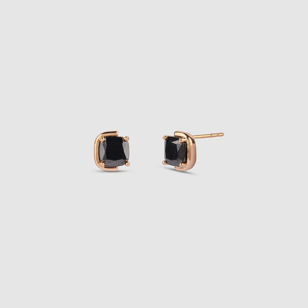 Black Cushion Stud Earrings