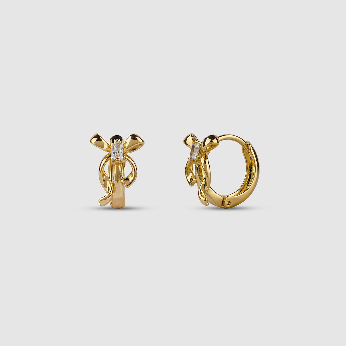 Bow & Stone Huggie Earrings