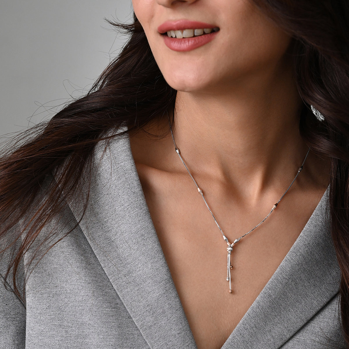 Dhara 925 Silver Two-Tone Tassel Necklace