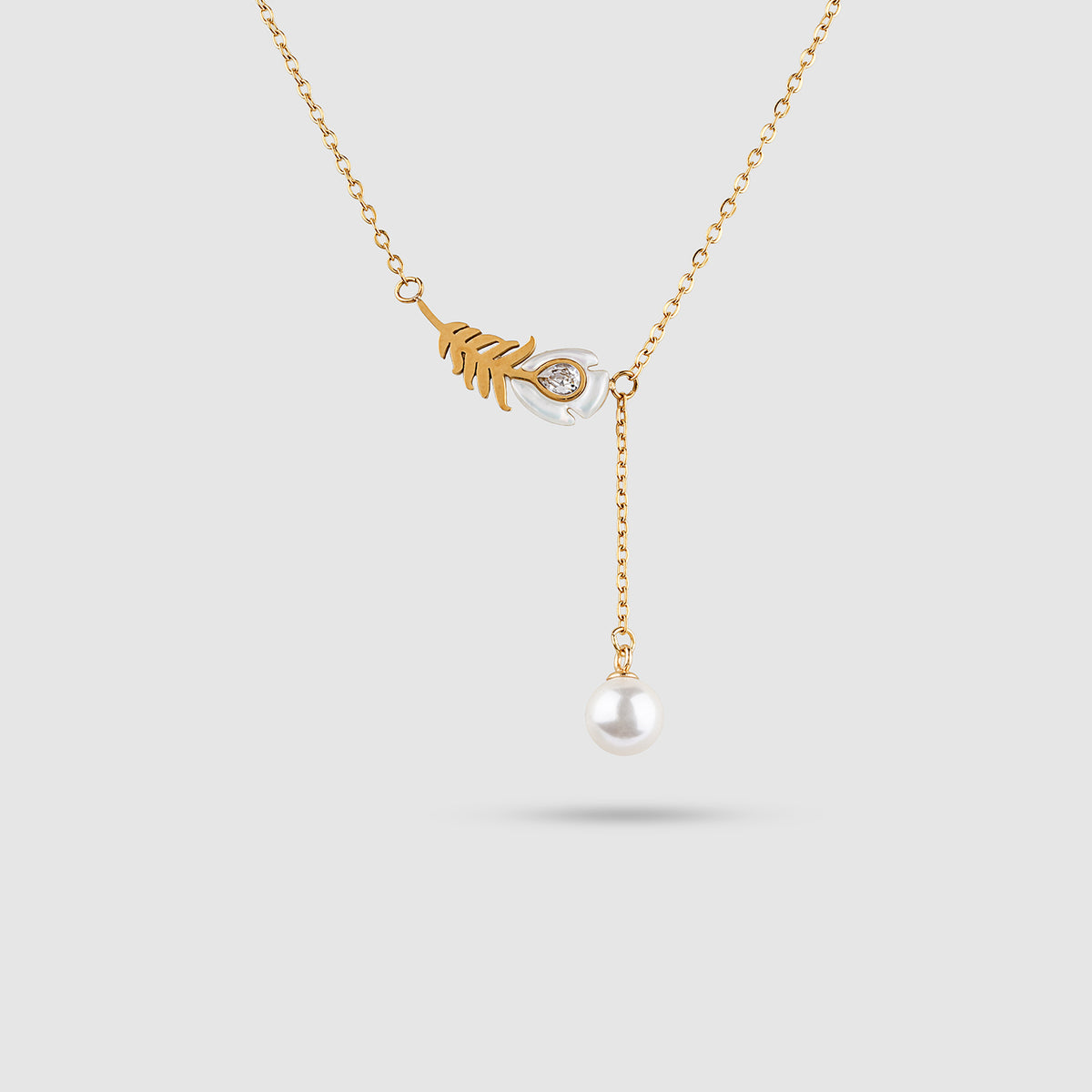 Feather & Pearl Drop Necklace