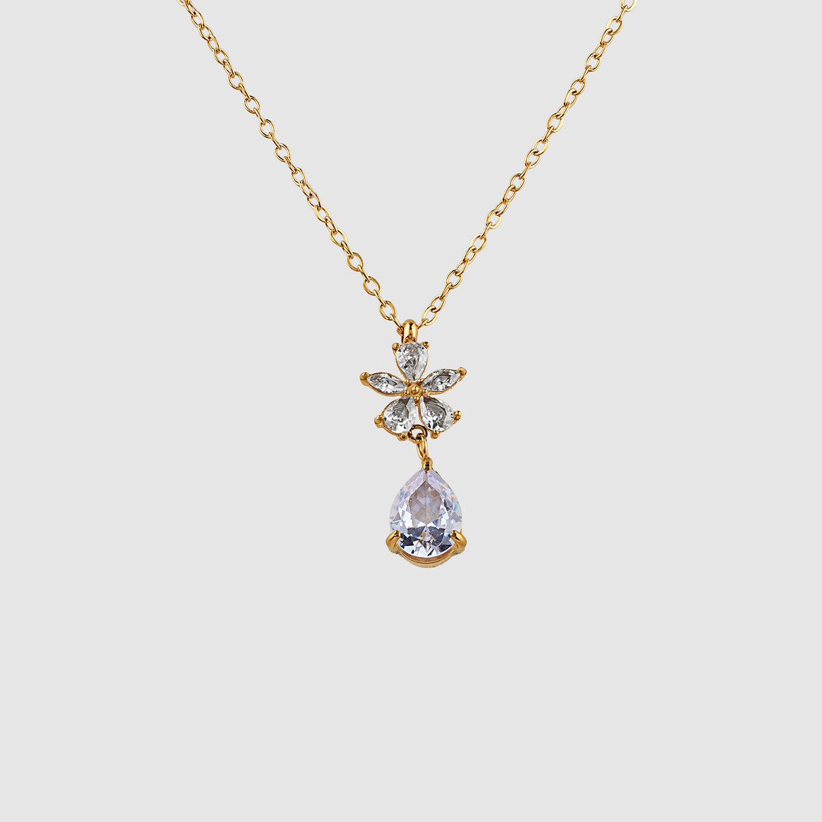 Flower & Pear Drop Necklace