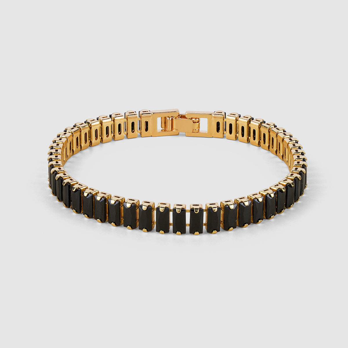 Gold Black Baguette Tennis Bracelet