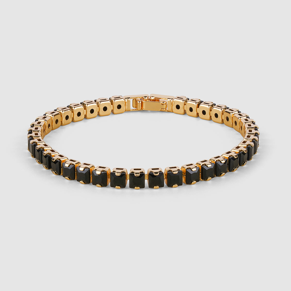 Gold Black Cushion Tennis Bracelet