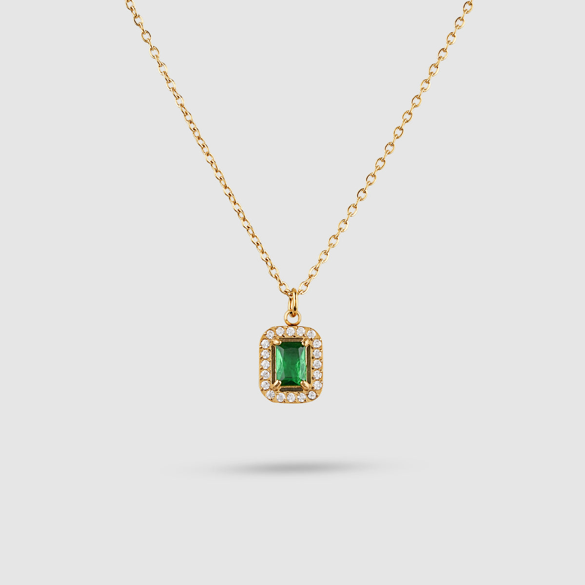 Green Halo Pendant Necklace