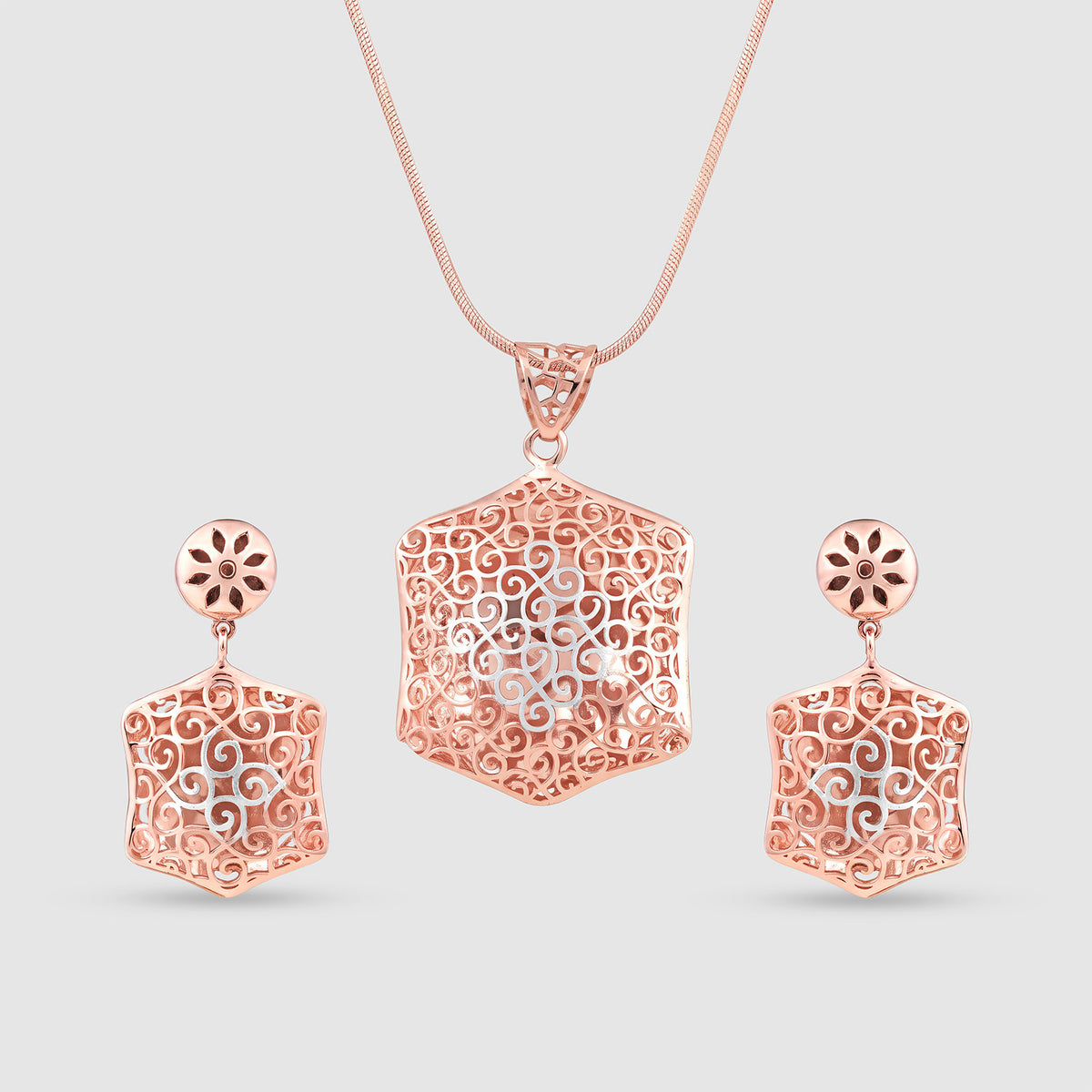 Jharokha Gold Plated 925 Silver Pendant & Earring Set
