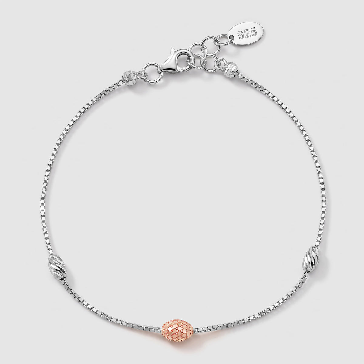Jugnu 925 Silver Two-Tone Bead Bracelet