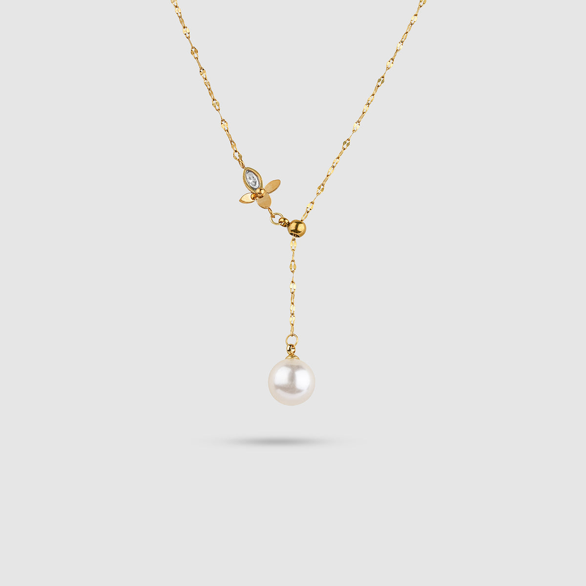 Monogram Flower Pearl Necklace