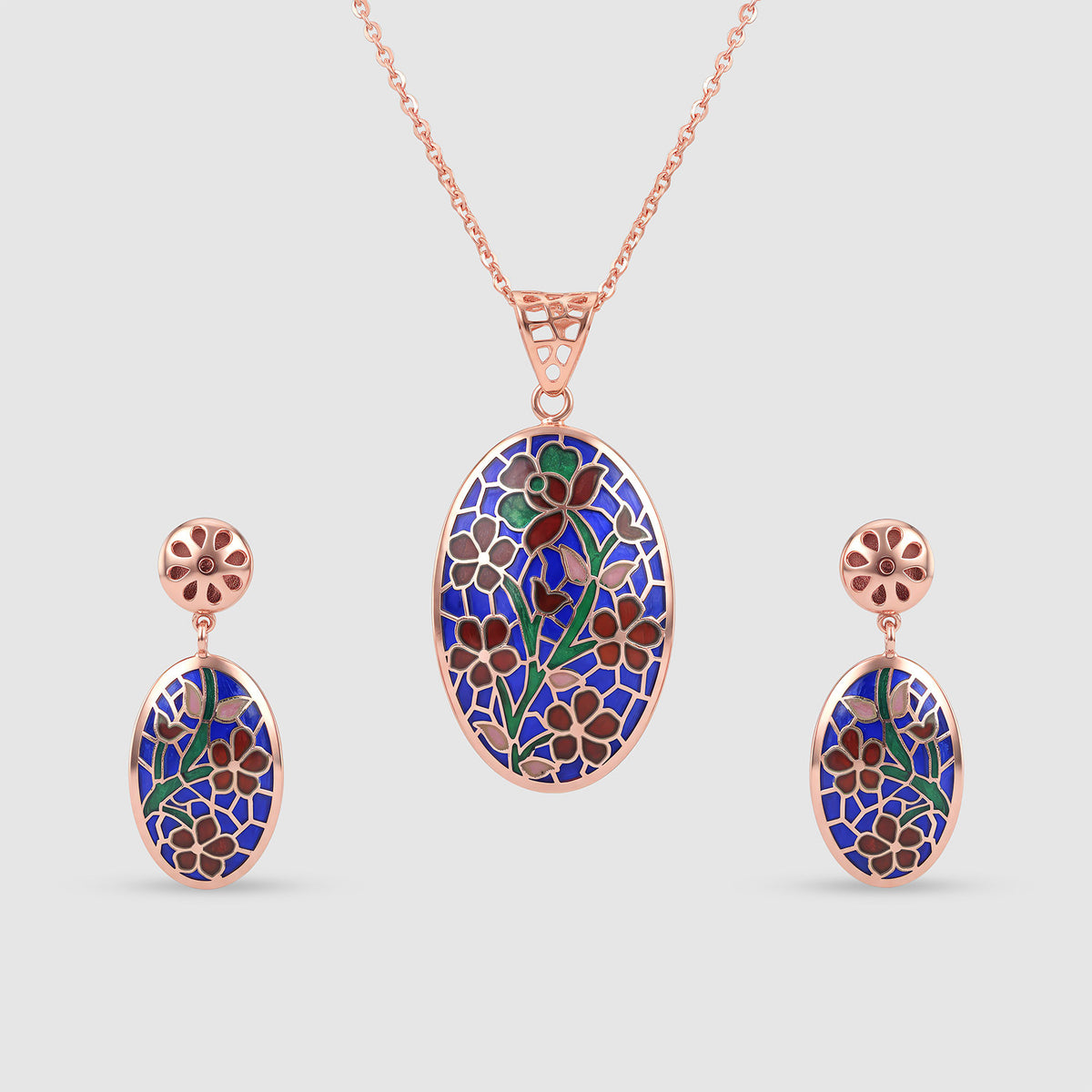 Neelam Gold Plated 925 Silver Pendant & Earring Set