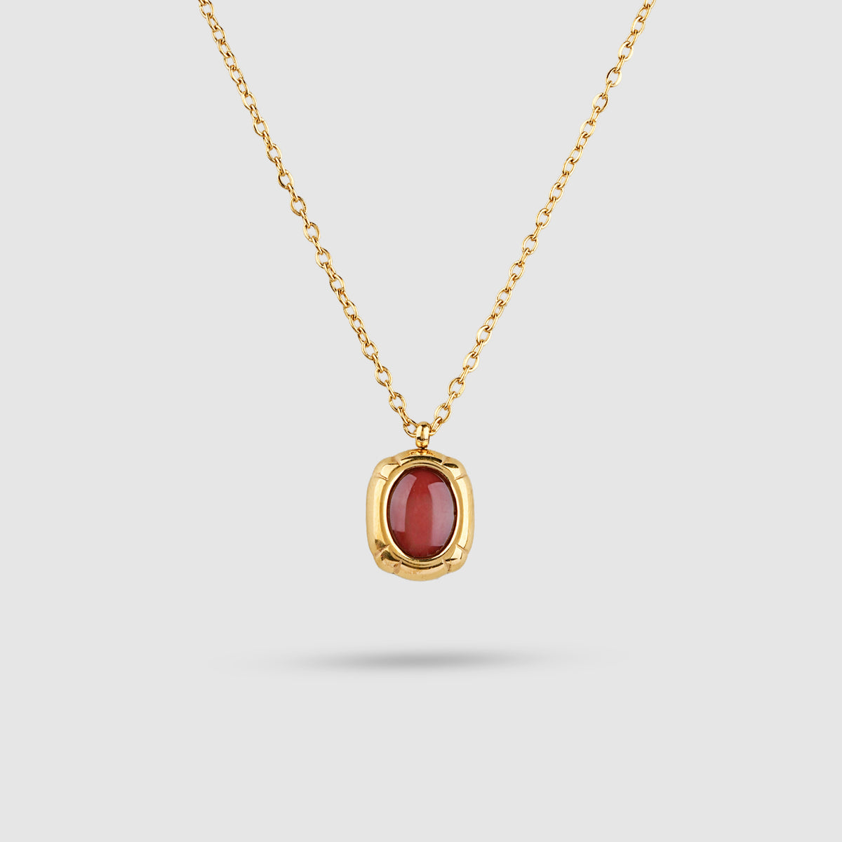 Oval Bezel Stone Necklace