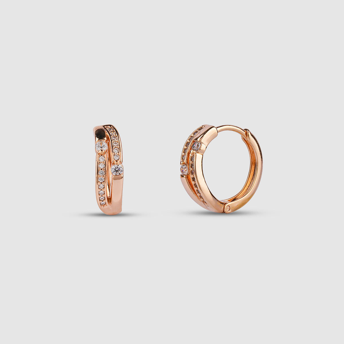 Rose Gold Crossover Hoop Earrings