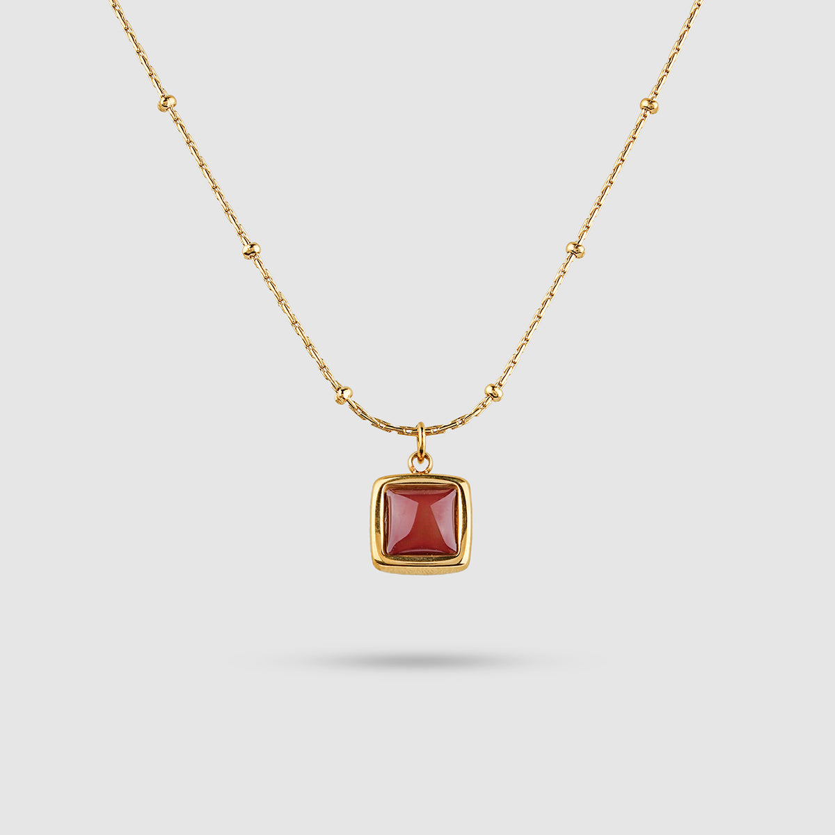 Square Stone Pendant Necklace