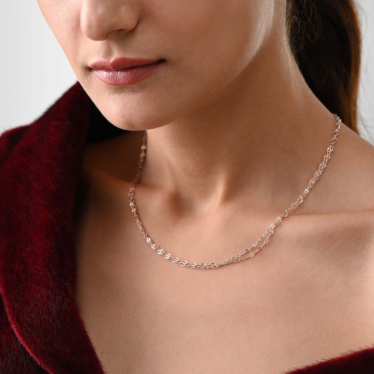 Tarana 925 Silver Two-Tone Double Layer Necklace