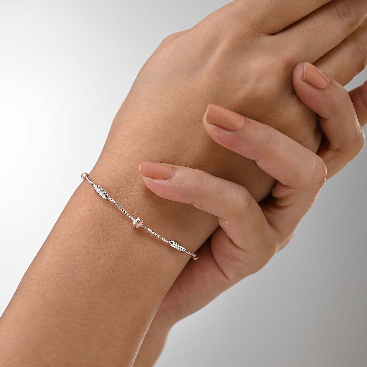 Saans 925 Silver Two-Tone Beaded Bracelet