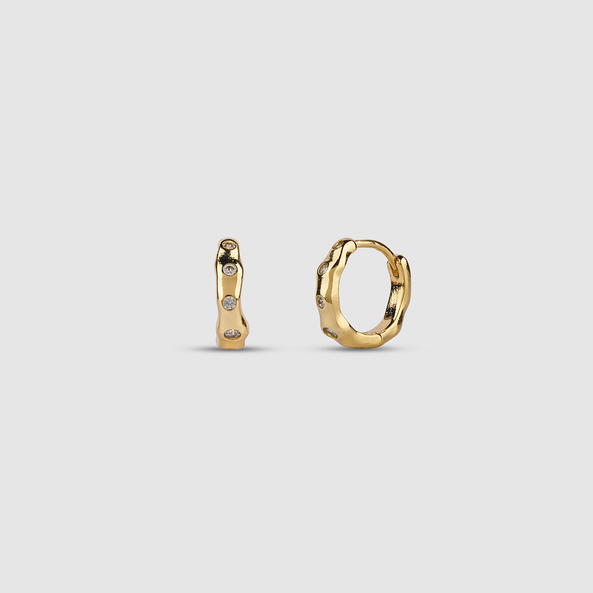 Wavy Stone Huggie Earrings