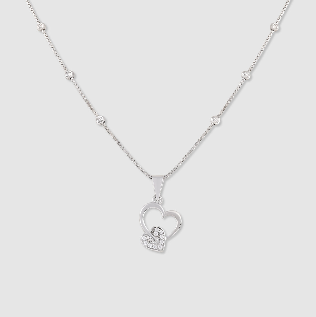 Anaya 925 Silver Double Heart Pendant with Chain
