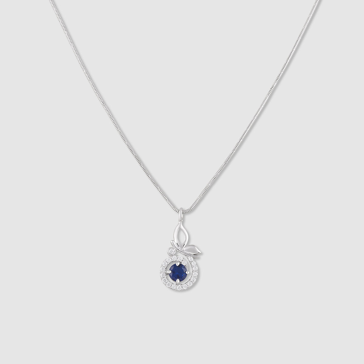 Chaaya 925 Silver Blue Stone Floral Pendant with Chain