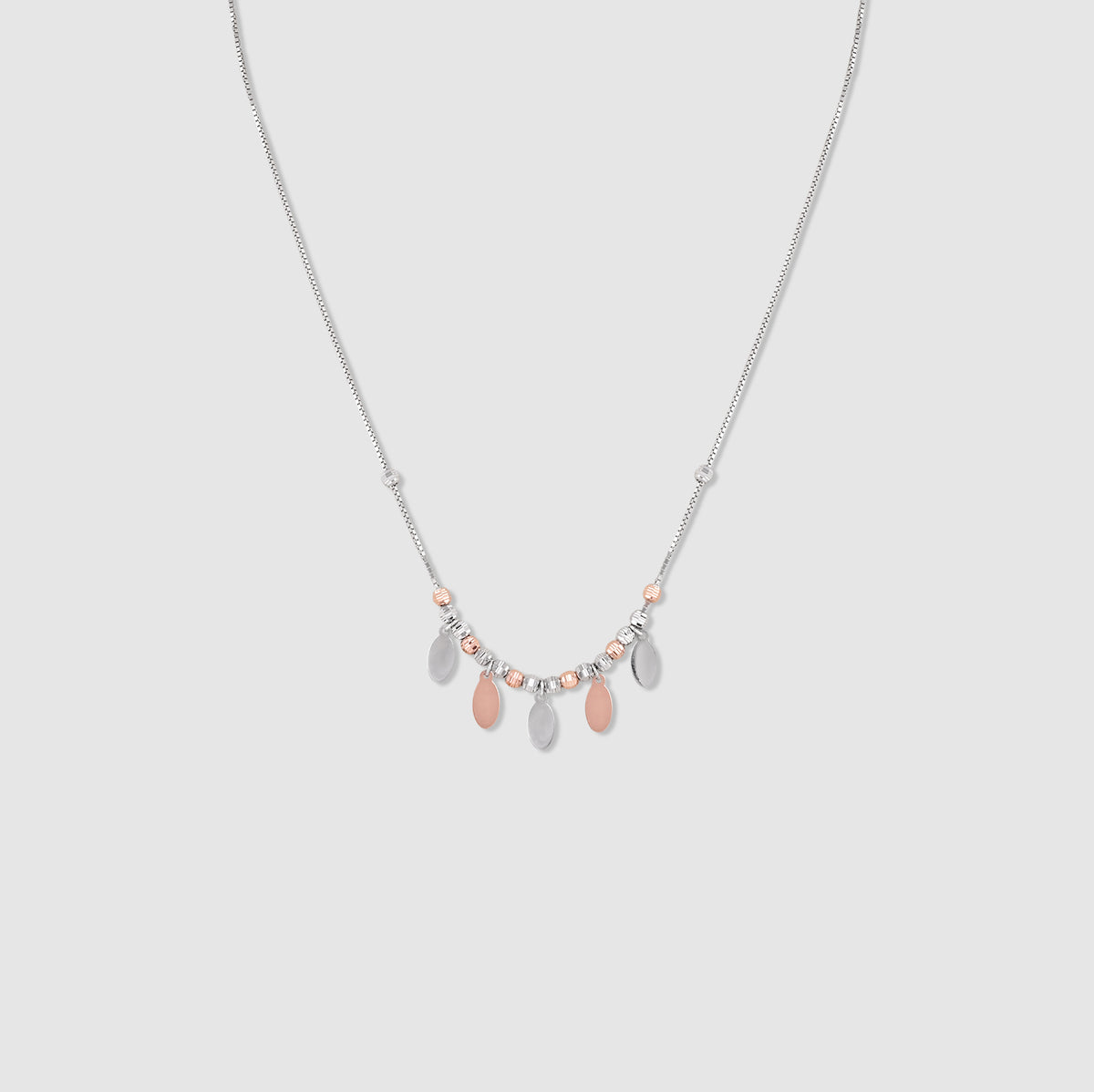 Jhalar 925 Silver Two-Tone Teardrop Charm Necklace