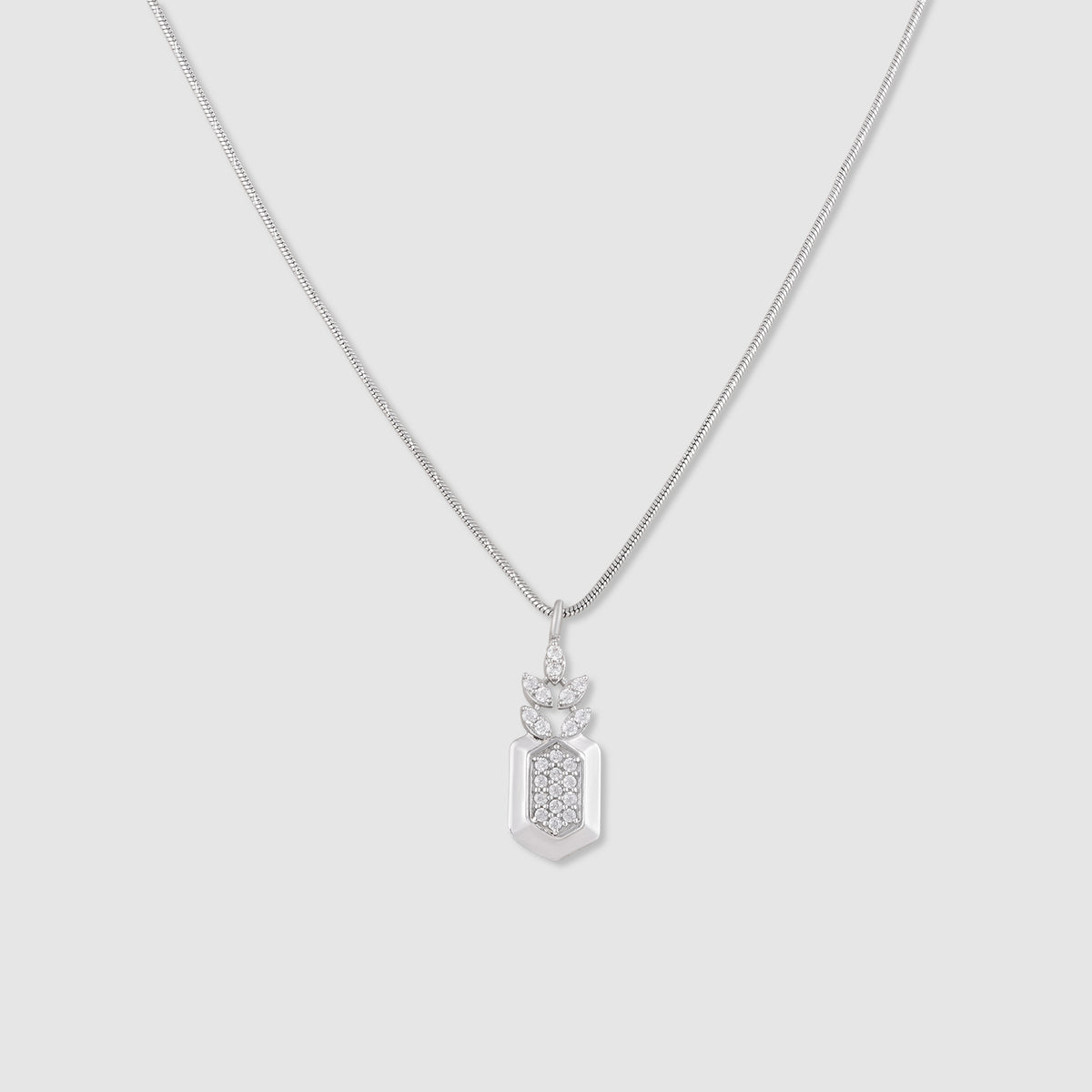 Kavya 925 Silver Hexagon Pendant with Chain