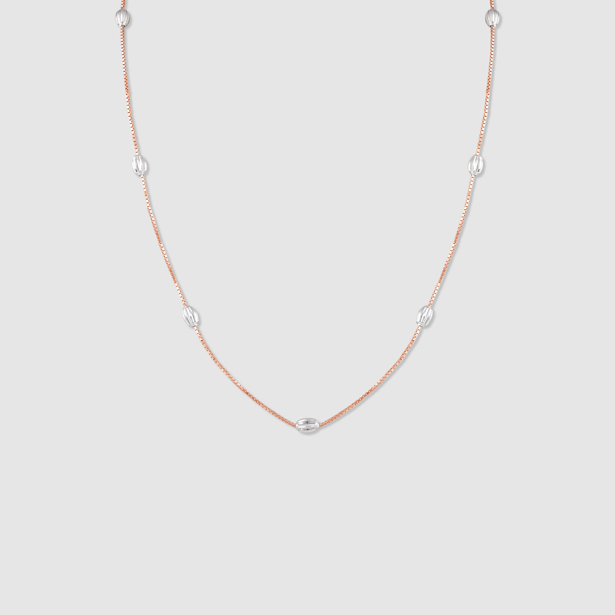Suhana Gold Plated 925 Silver Bead Station Necklace