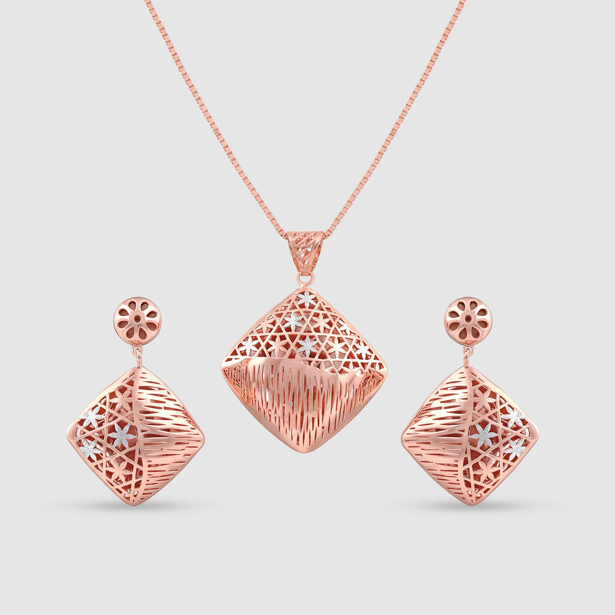 Aks Gold Plated 925 Silver Pendant & Earring Set