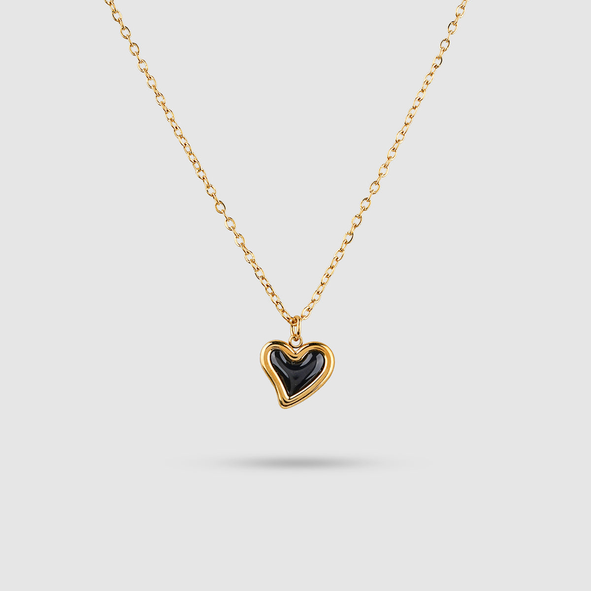 Black Enamel Heart Necklace