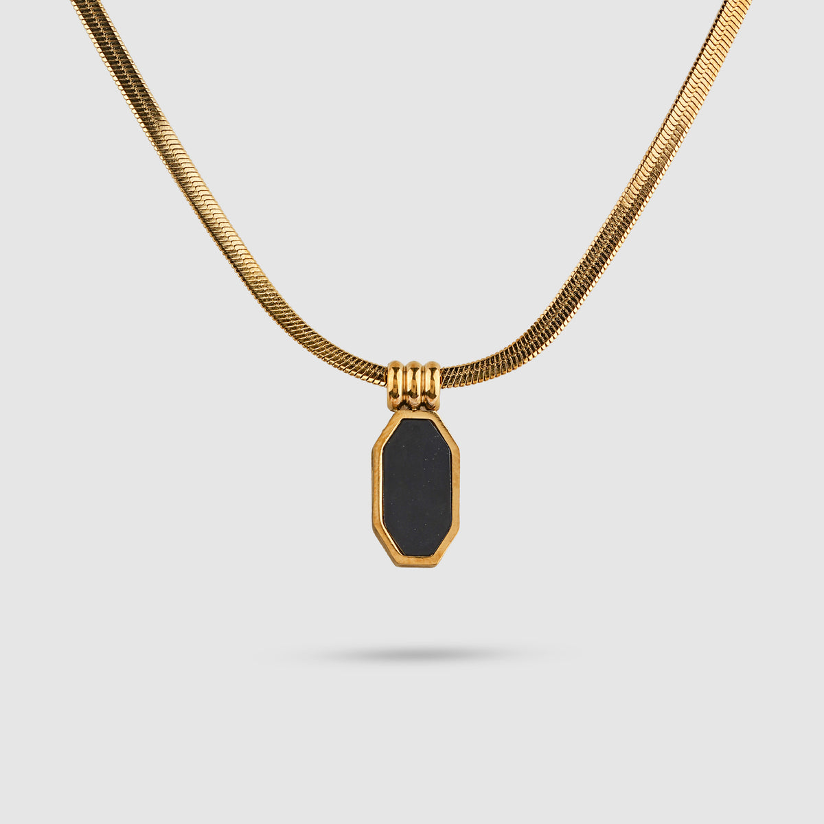 Black Stone Herringbone Necklace