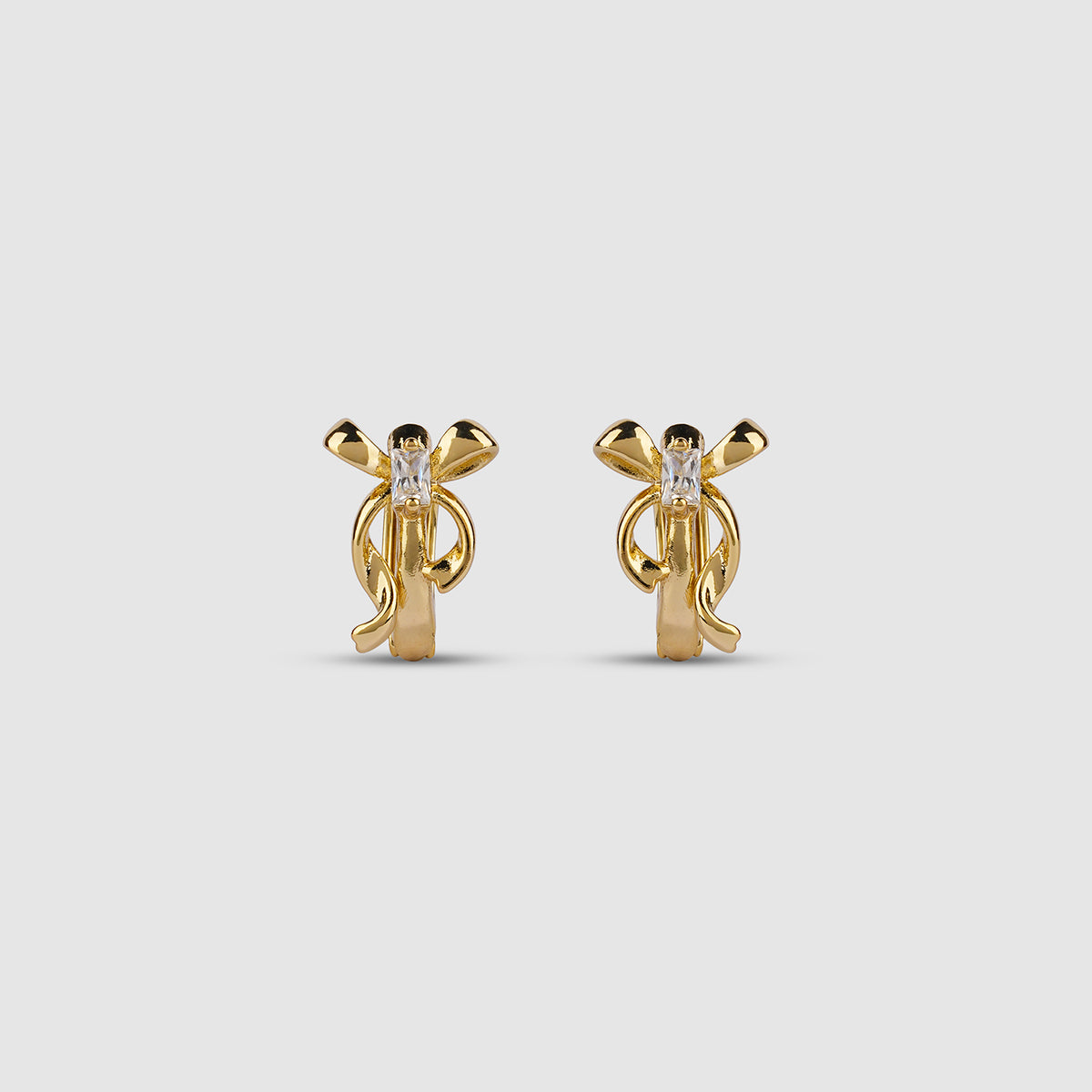 Bow & Stone Huggie Earrings