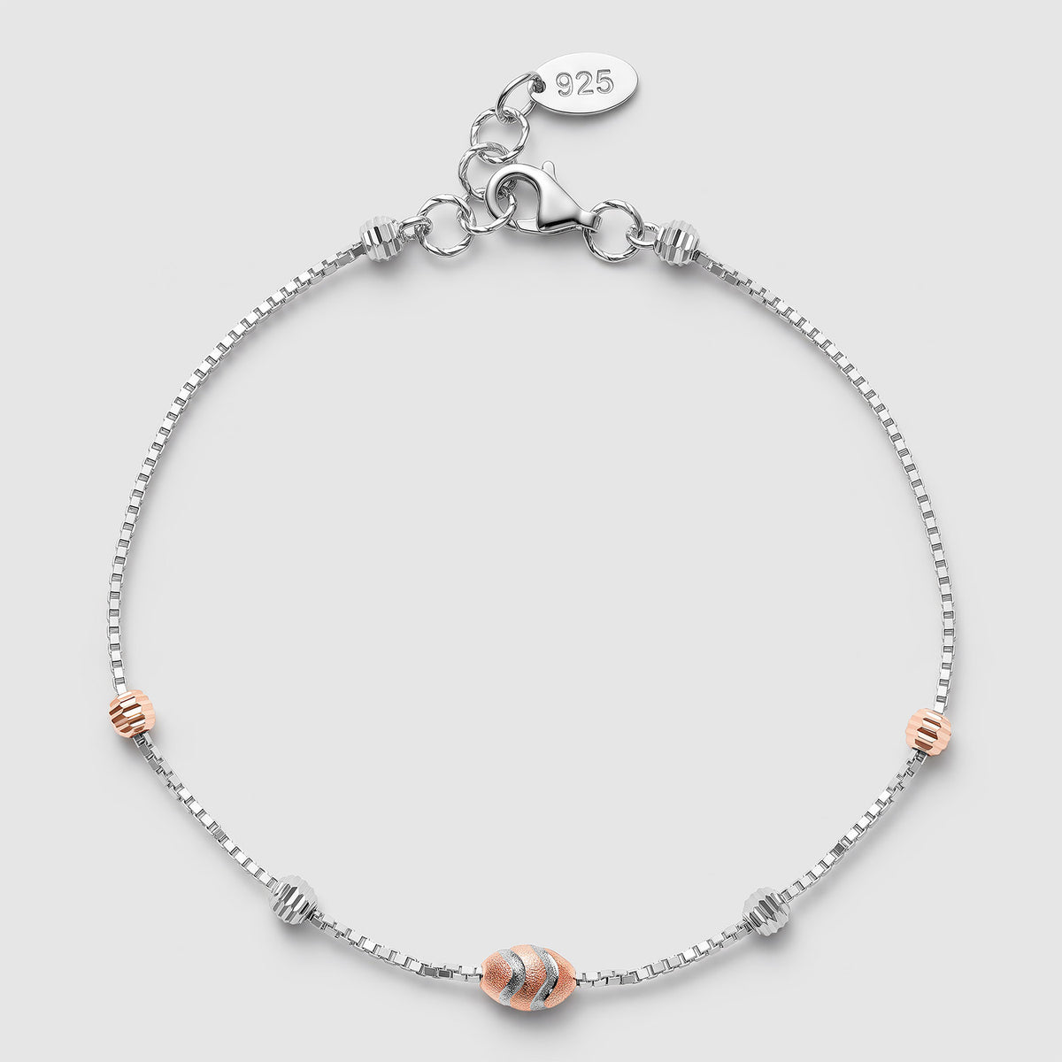 Dhun 925 Silver Two-Tone Beaded Bracelet