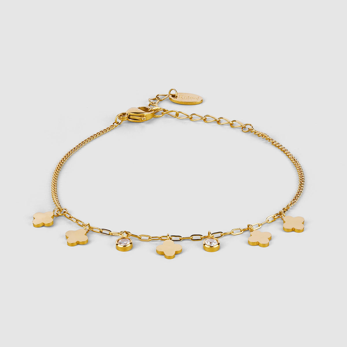 Disc & Flower Charm Bracelet