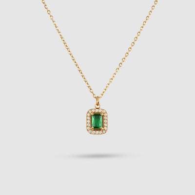 Green Halo Pendant Necklace