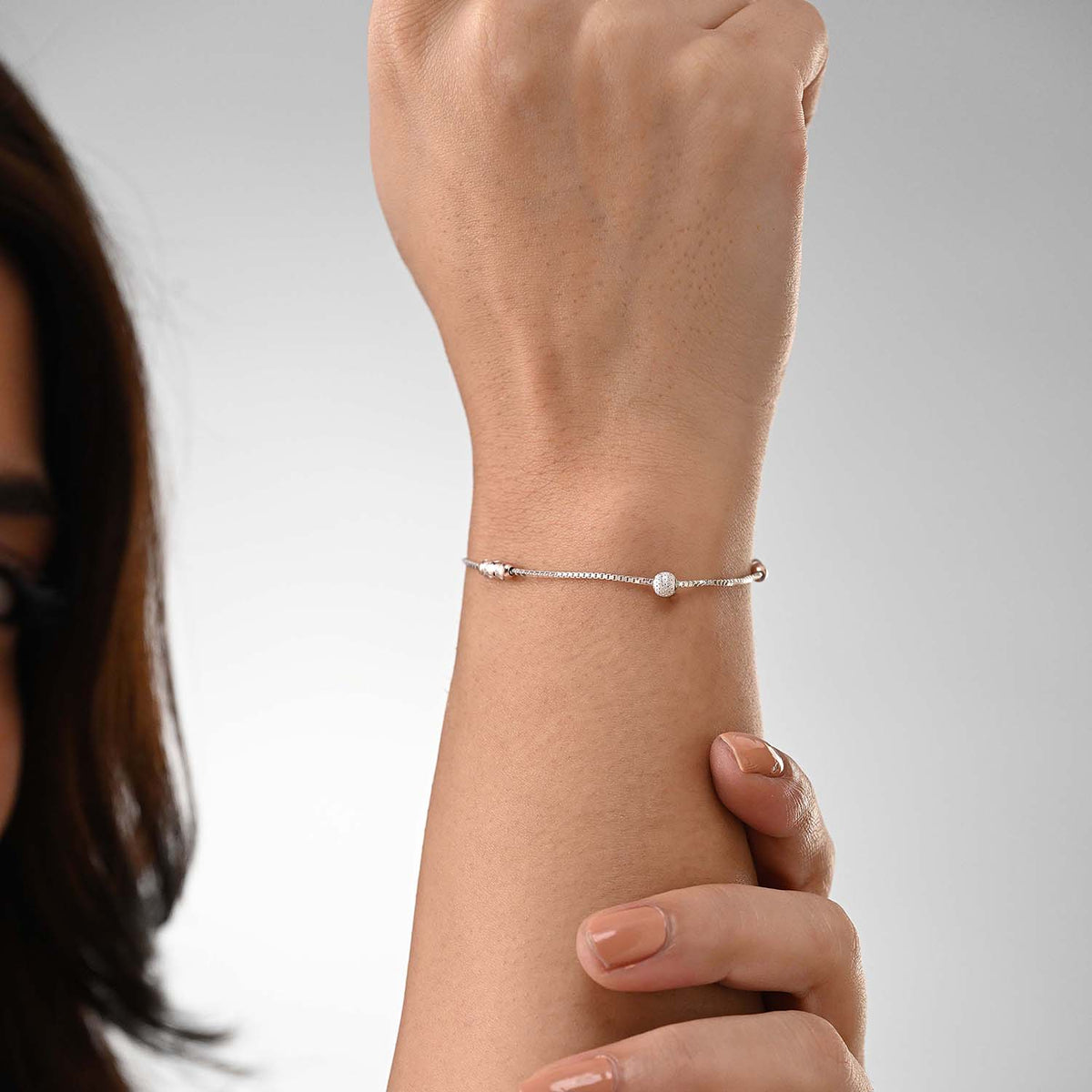 Khanak 925 Silver Two-Tone Barrel Bead Bracelet