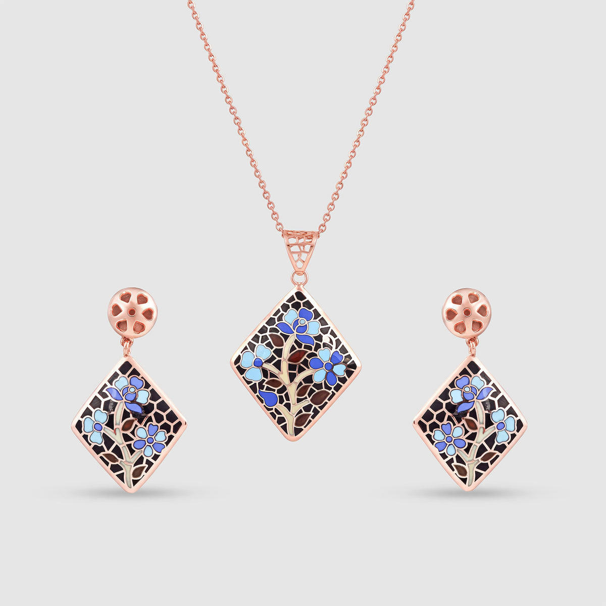 Raatrani Gold Plated 925 Silver Pendant & Earring Set