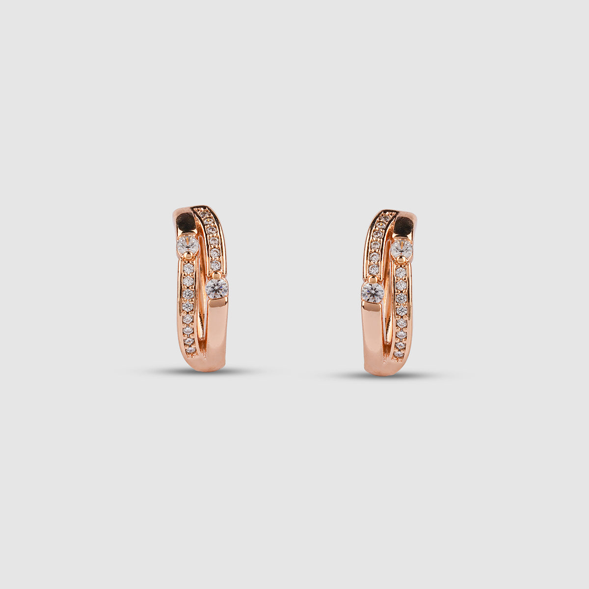 Rose Gold Crossover Hoop Earrings