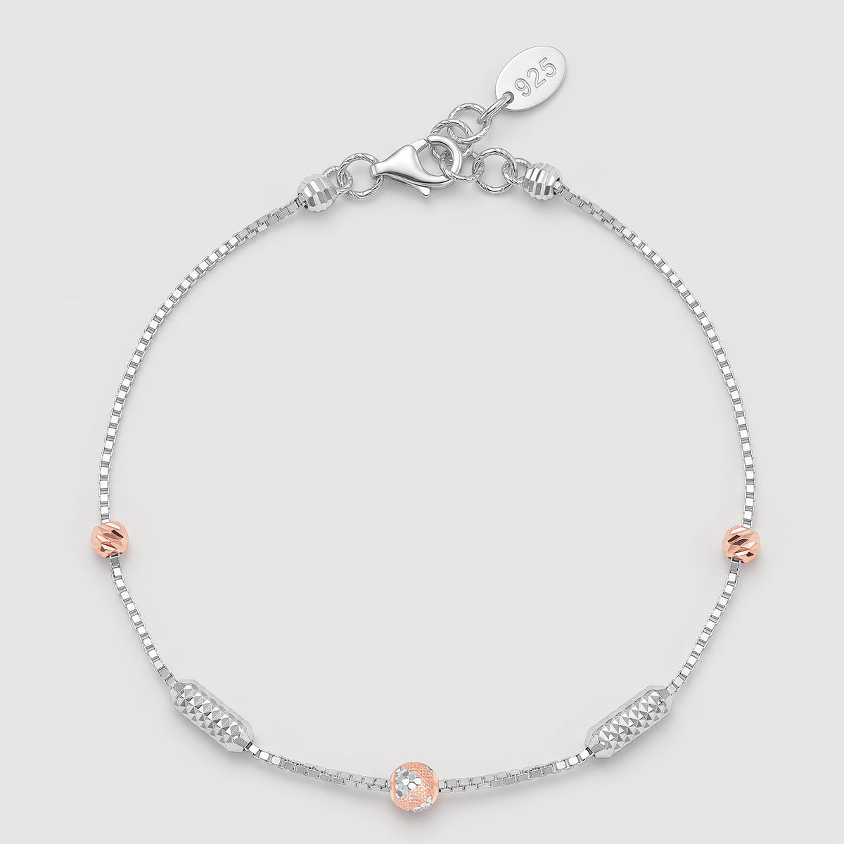 Saans 925 Silver Two-Tone Beaded Bracelet