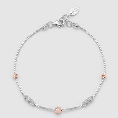 Saans 925 Silver Two-Tone Beaded Bracelet