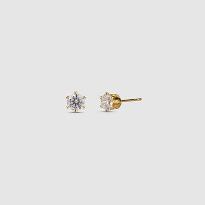 Six Prong Solitaire Stud Earrings