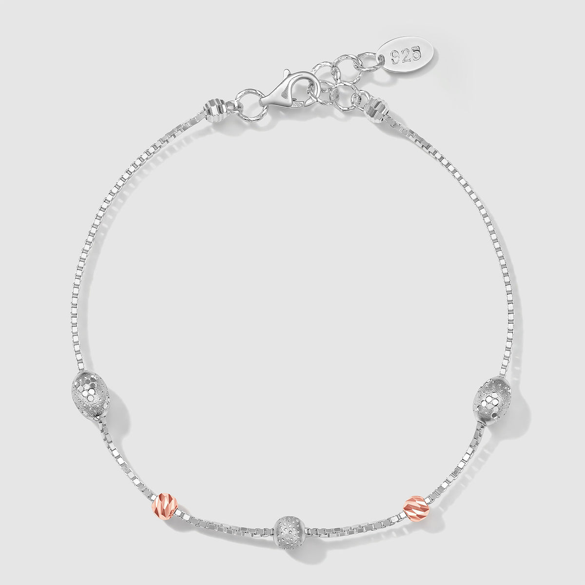 Sparsh 925 Silver Two-Tone Bead Bracelet