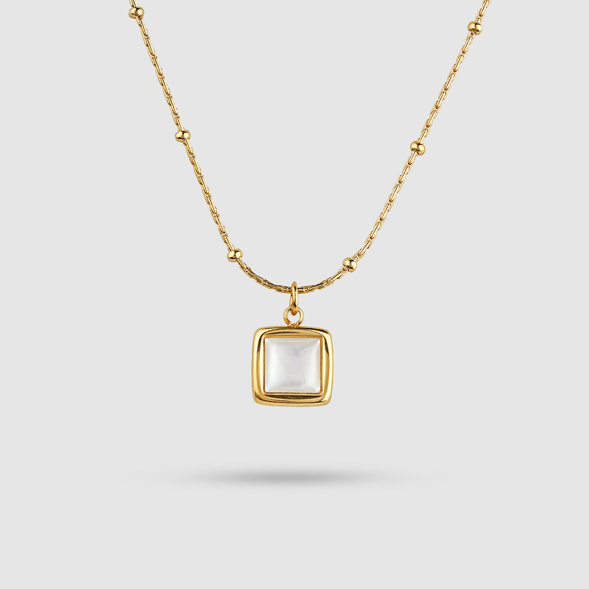 Square Stone Pendant Necklace