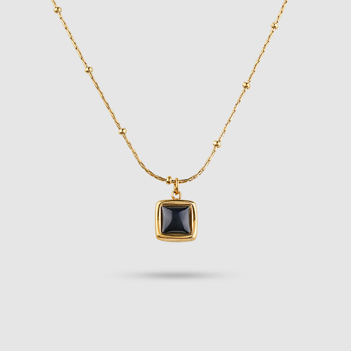 Square Stone Pendant Necklace
