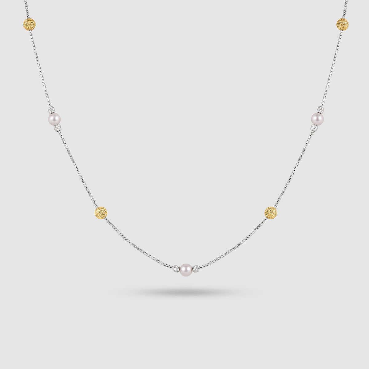 Avni 925 Silver Gold-Tone Pearl Station Necklace