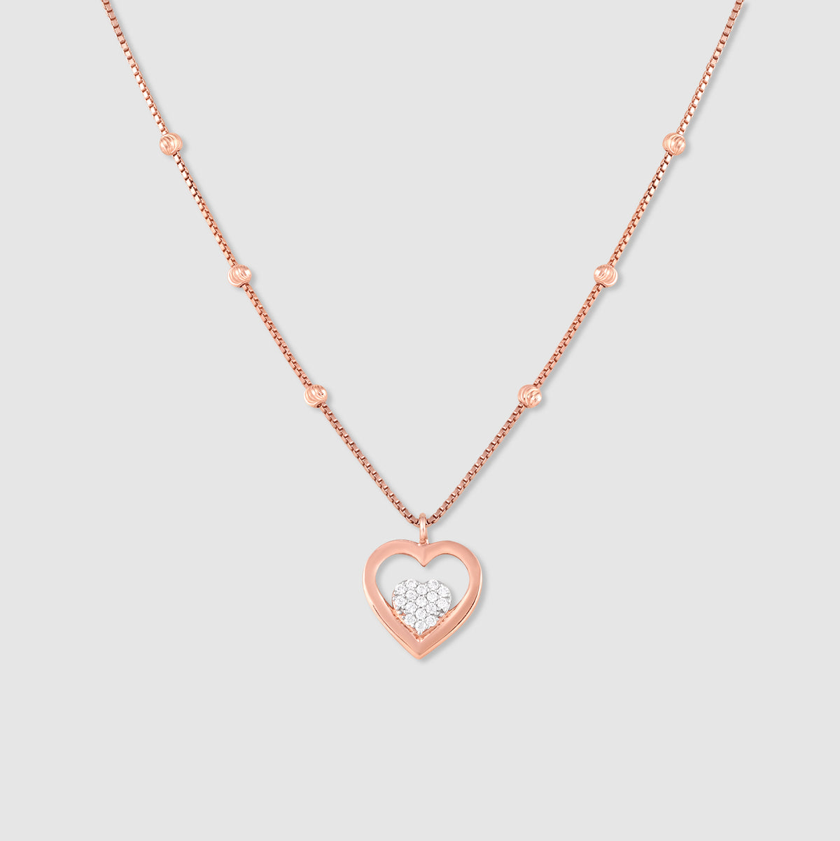 Meher Gold Plated 925 Silver Heart Pendant with Chain