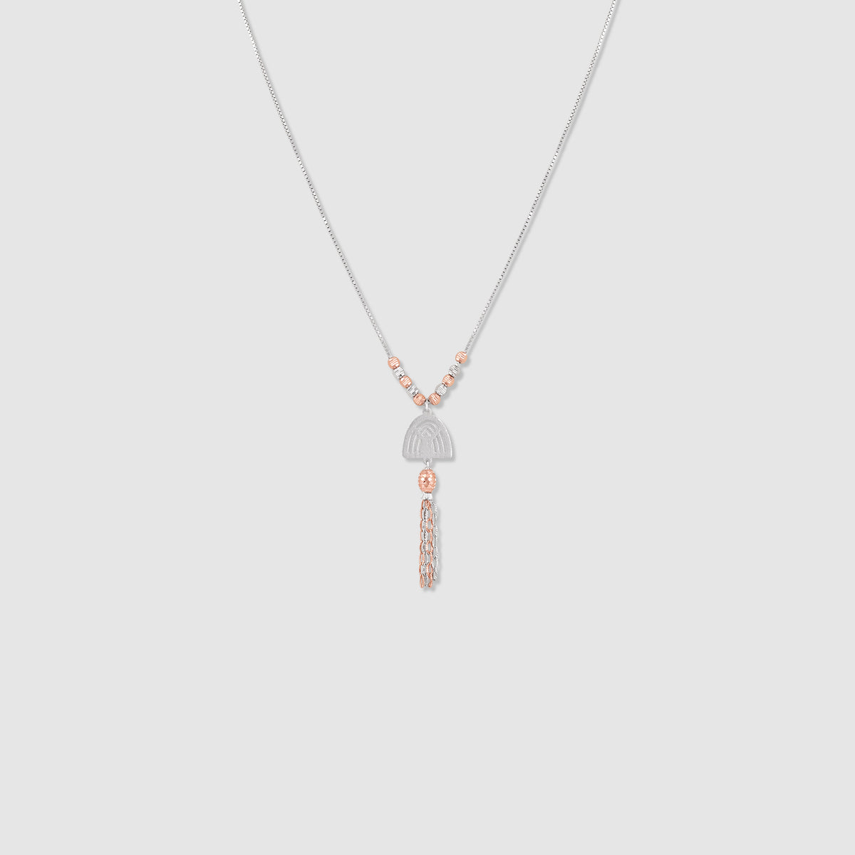 Mehfil 925 Silver Two-Tone Arch Tassel Necklace