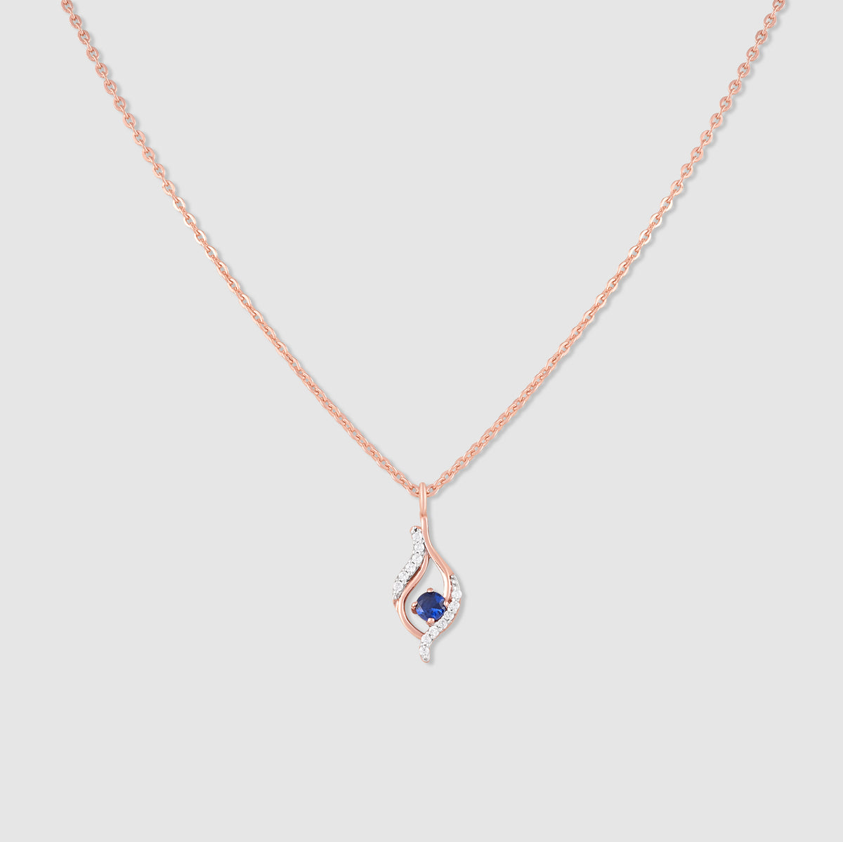 Nila Gold Plated 925 Silver Blue Stone Wave Pendant with Chain