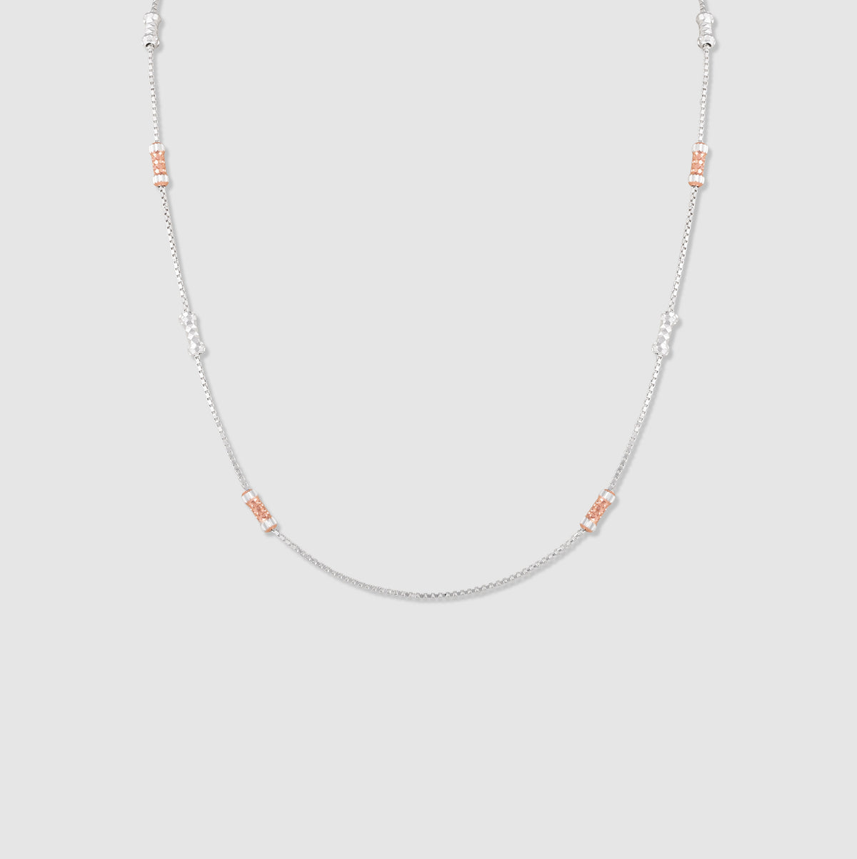 Reet 925 Silver Two-Tone Barrel Bead Necklace